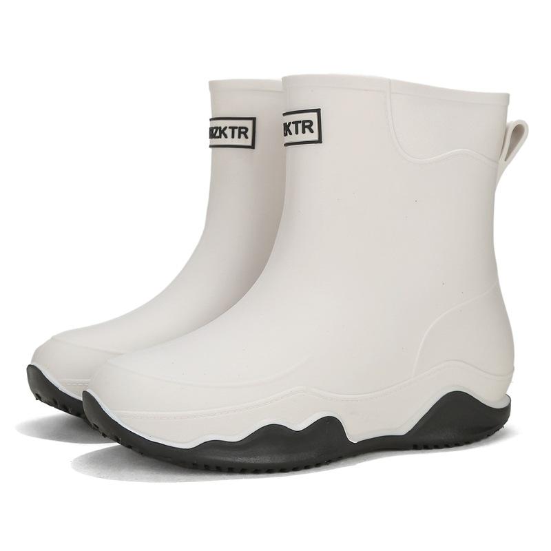 Мужские и женские резиновые сапоги, уличные мотоциклетные водонепроницаемые ботинки средней высоты, резиновые ботинки на толстой подошве, легкие галоши