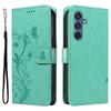 For Samsung Galaxy M35 5G PU Leather Cases Flower Pattern Wallet Stand Phone Cover with Strap