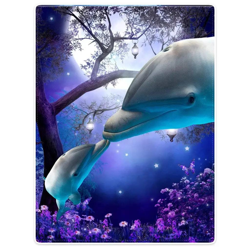 Dolphin Throw Blanket, Soft for Girl Kid Teens Adults, Fleece Cute Warm Cozy Bed Crib or Couch