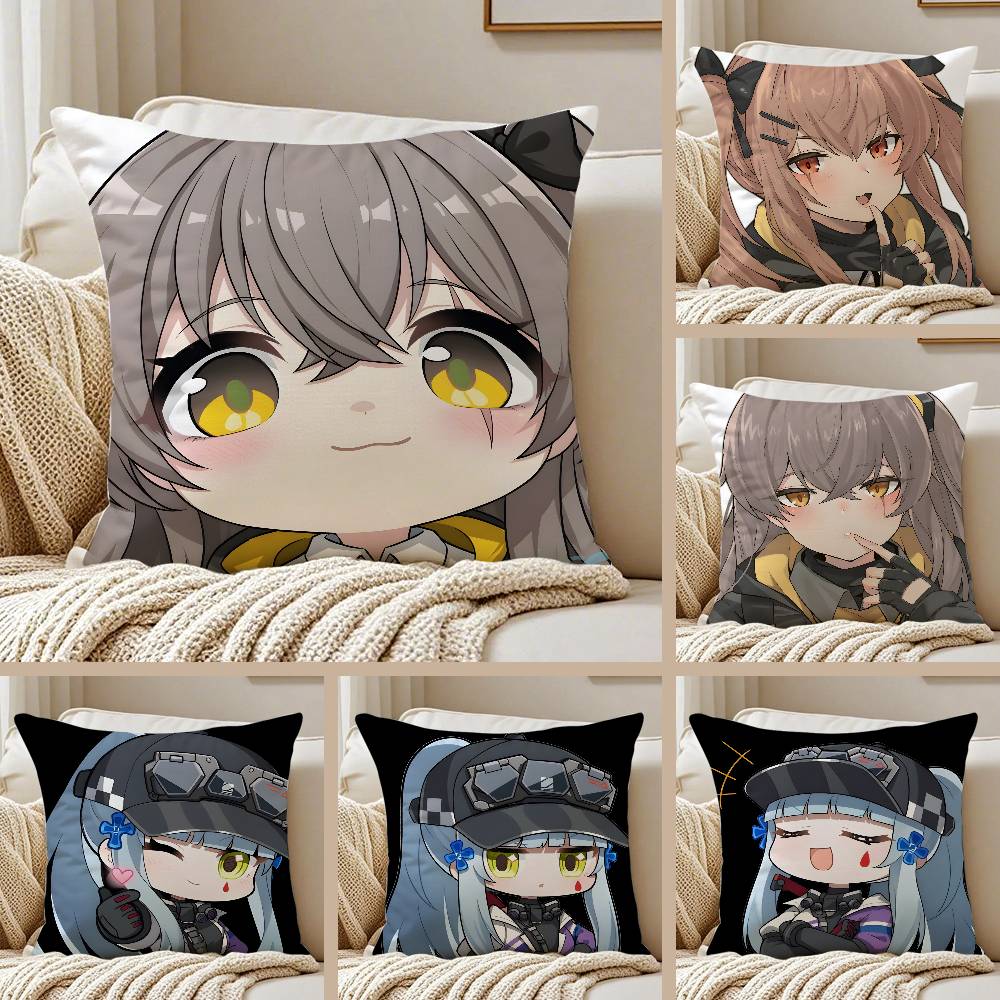 Vedio G-Game G-Girls Frontline Pillow Case Anti-Dustmite Pillowcase Invisible Zipper Silky Short Plush Sofa Cushion Cover