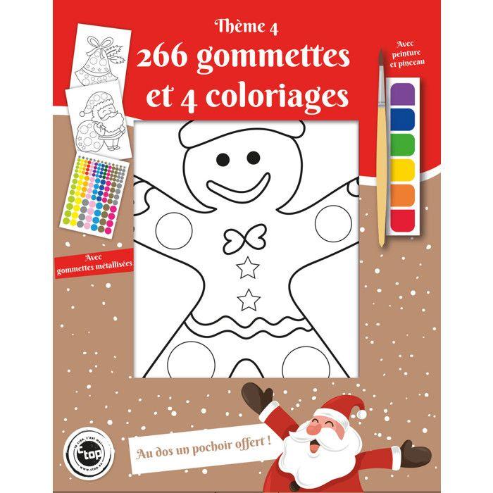 MégaCréa DIY - Coloriage avec peinture pinceau et gommettes Motif de Noël 4