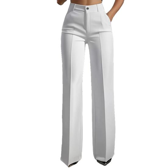 Женские брюки-костюмные на пуговице и молнии, с высокой талией, длинные, с карманами