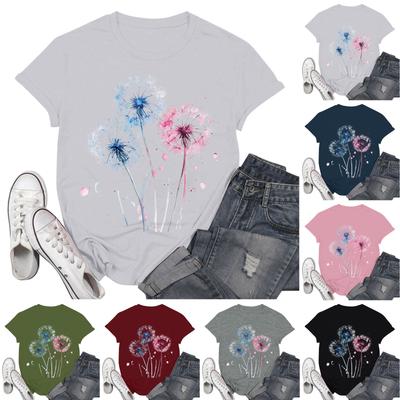 Женские модные повседневные пуловеры с короткими рукавами и круглым вырезом с принтом