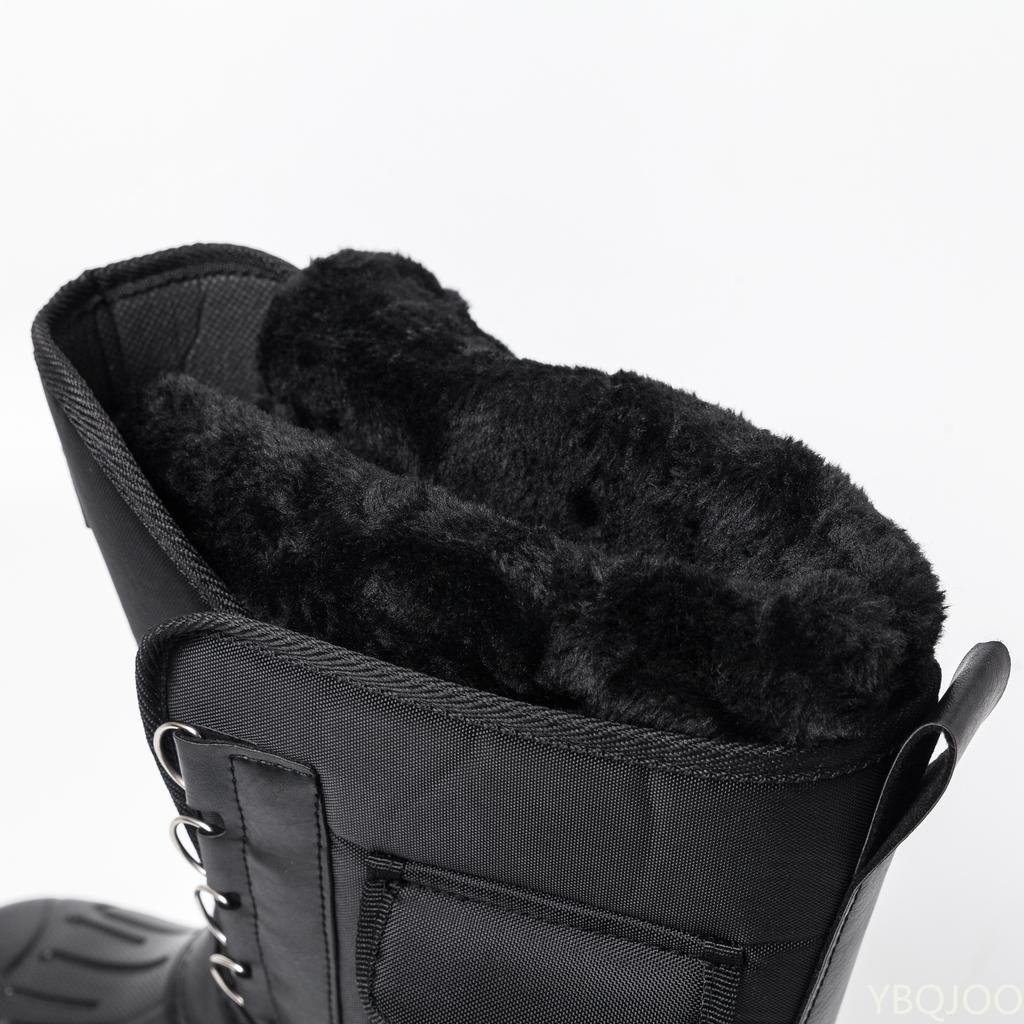 Зимние мужские ботинки для снега, непромокаемая обувь, нескользящие, водонепроницаемые, с мехом, теплые, плюшевые, мужские повседневные теплые пушистые рабочие ботинки до середины икры для рыбалки