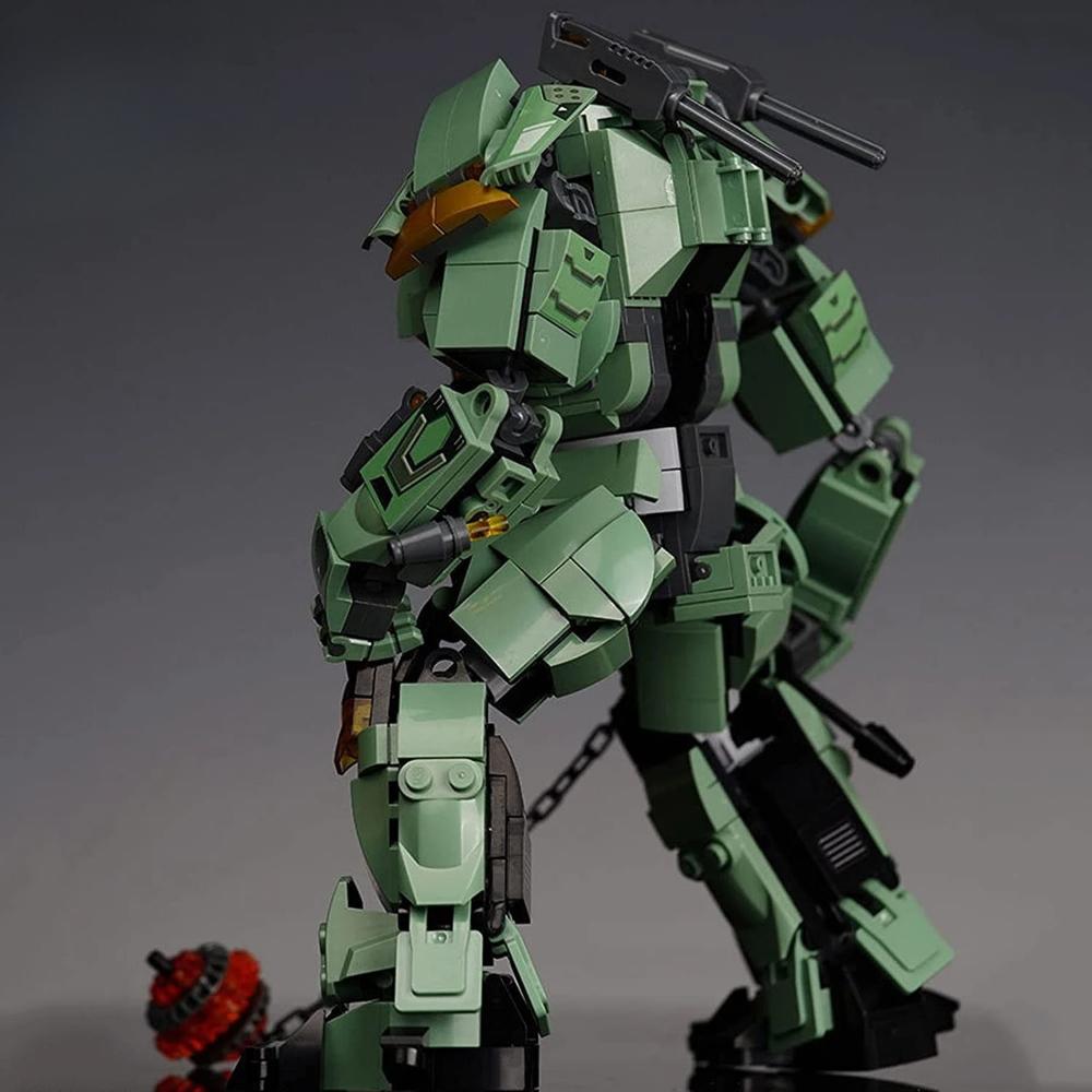 542 шт. Зеленый робот-воин с цепным молотом, строительные блоки, игрушки, боевая броня робота, сборка, развивающие игрушки(Нет коробки)