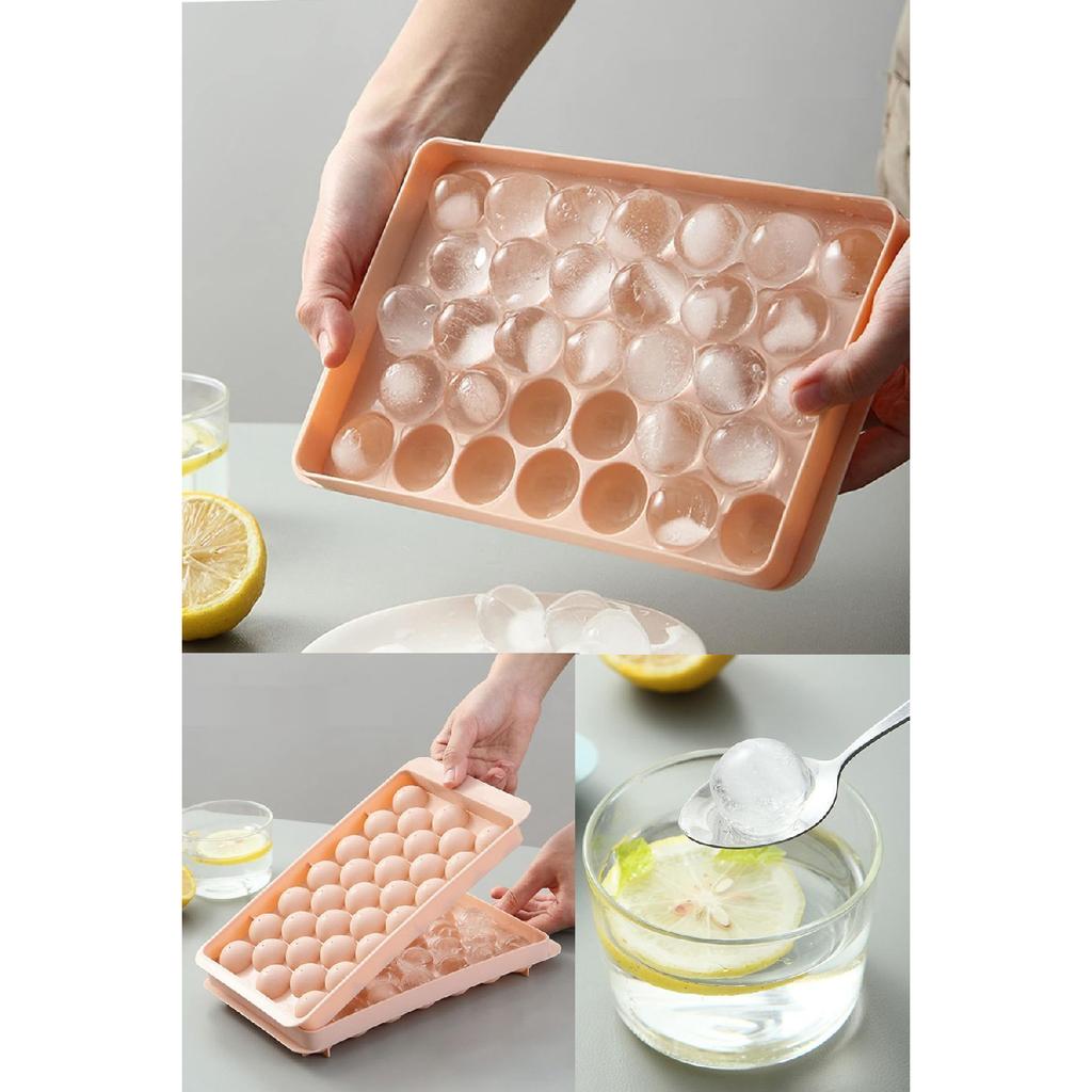 Pumo Pink 33 отсека Сфера Форма для льда с крышкой Форма для мороженого Контейнер для хранения льда Держатель для презентаций