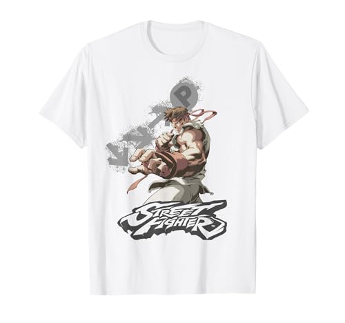 Street Fighter Рю Портрет Огненный Шар Эпическое Противостояние Игровая Футболка
