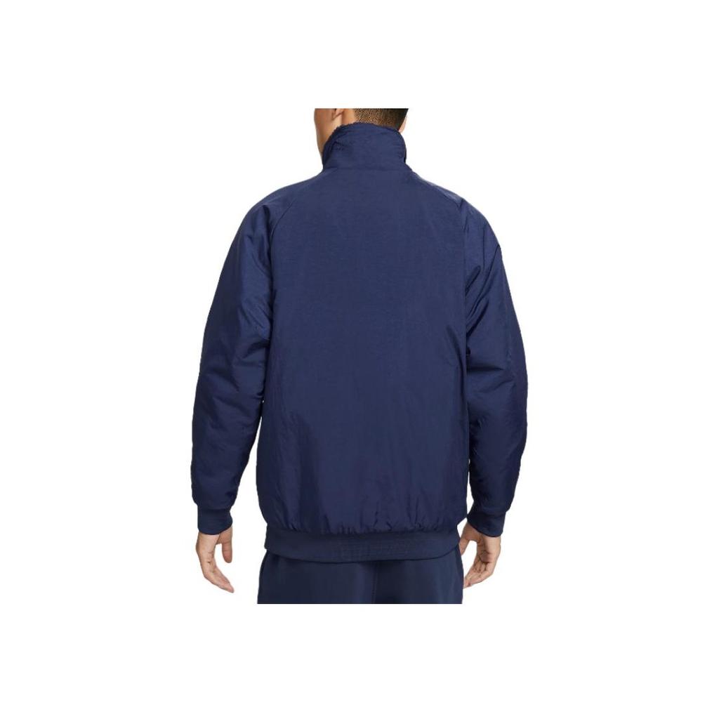 Nike Спортивная одежда Swoosh Fashion Удобная мягкая флисовая куртка с двусторонним воротником Мужские куртки Темно-синий Белый Командный-Сине-Серый BQ6546-411