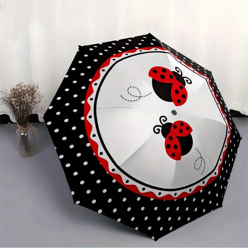 1pc Ladybug PolkaDot Auto Open/close, All-Season Portable Folding Umbrella for Women & Men, Travel, Everyday, Formal Events - Compact Luxury Parasol,