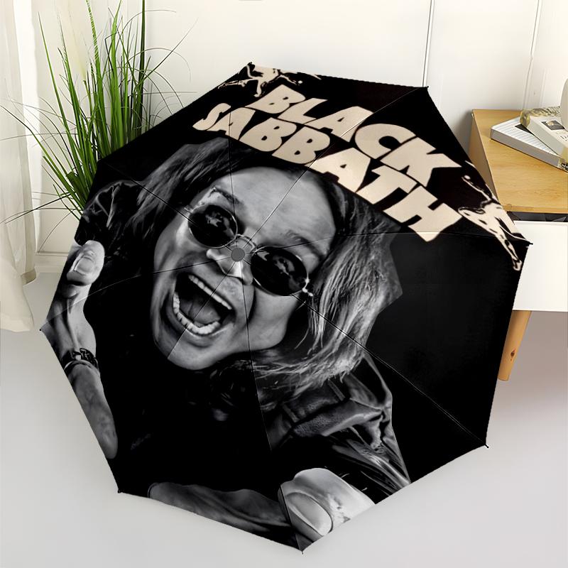 Ozzy Osbourne Fashionable Automatic Opening/Closing Folding Umbrella. Portable and Foldable, Ideal for Gift, Travel, and Daily Use.