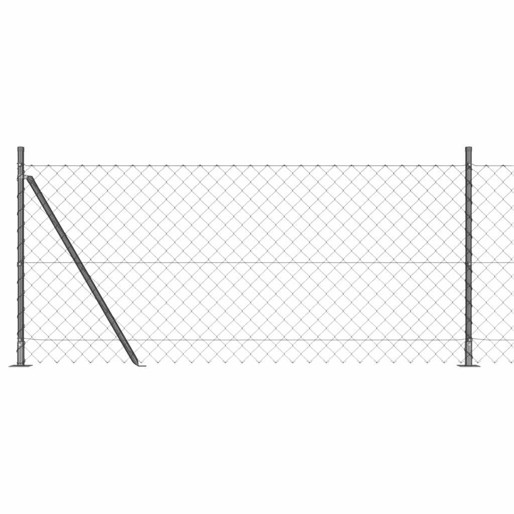vidaXL Maschendrahtzaun mit Betonsockel 10 x 0,8 m Grau Netz