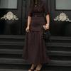 New Summer Women's Clothing Elegant and Fashionable Solid Color Pleated Long Dress