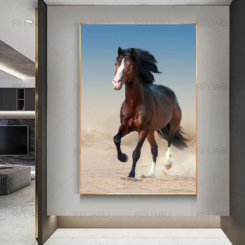 Плакаты с бегущей лошадью и принты, холст, живопись, настенные художественные картины с животными для гостиной, современный домашний декор, куадрос, без рамки