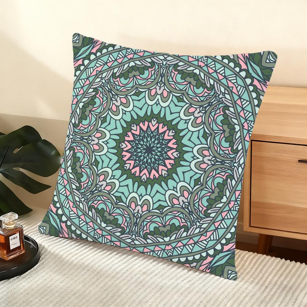 Mandala Bohemian Ethnic Cushion Cover Soft Short Plush Pillow Cover Smooth Cozy Texture Aesthetic Cushion Case Home Decor