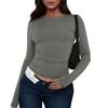 Women's Fashion Solid Colour Round Neck Long Sleeve T-Shirt Top