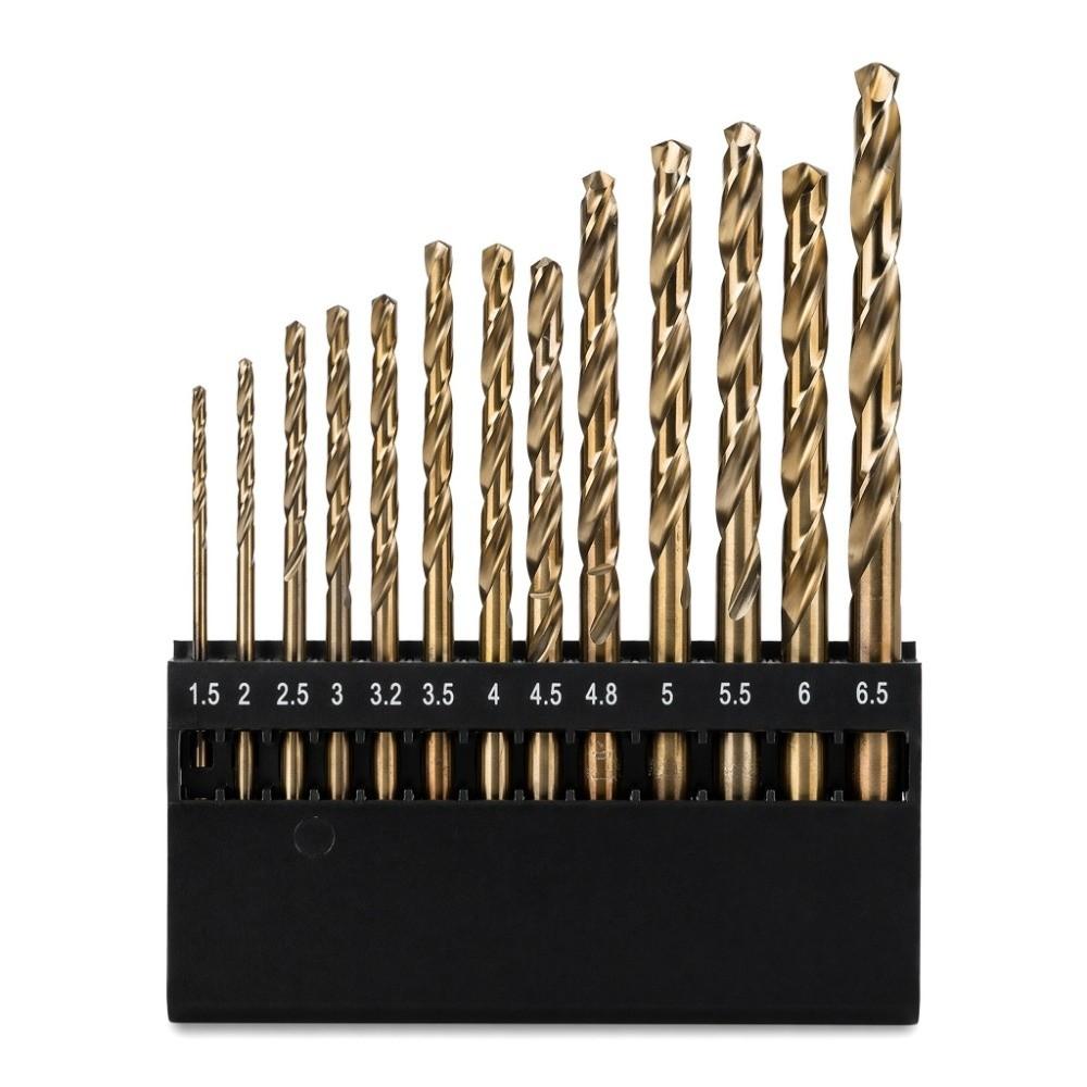 13pcs Straight Shank Twist Drill Bit Set High Speed Steel HSS Drilling Tool  For Stainless Steel