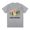 I Eat Cement Cursed Cat Funny Meme T Shirt for UnisexFashion Casual Short Sleeve T Shirts Male Oversized Cotton T-shirt Tops