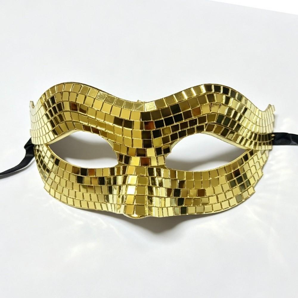 Mirror Masquerade Mask Glitter Texture Costume Mask Dancing Prop Half Face Mask Halloween Costume