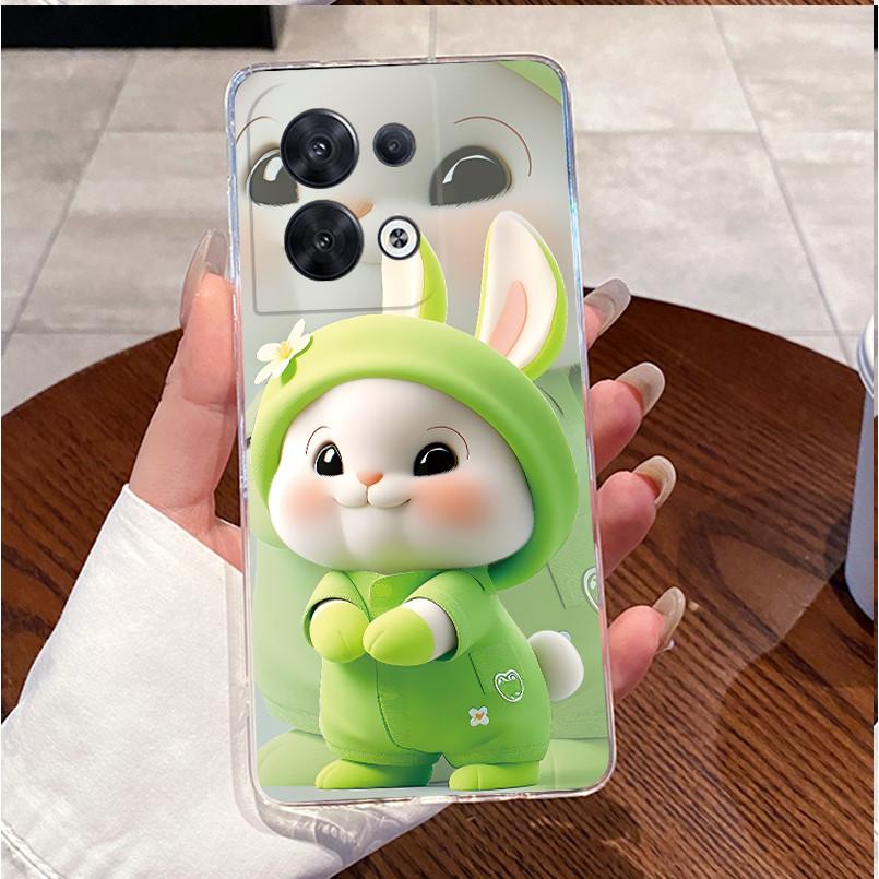 For Oppo Reno8 5G Case Oppo Reno 8 Pro Phone Case Luxury Cute Love Heart Rabbit Funny Clear Soft TPU Silicone Back Cover Bumper