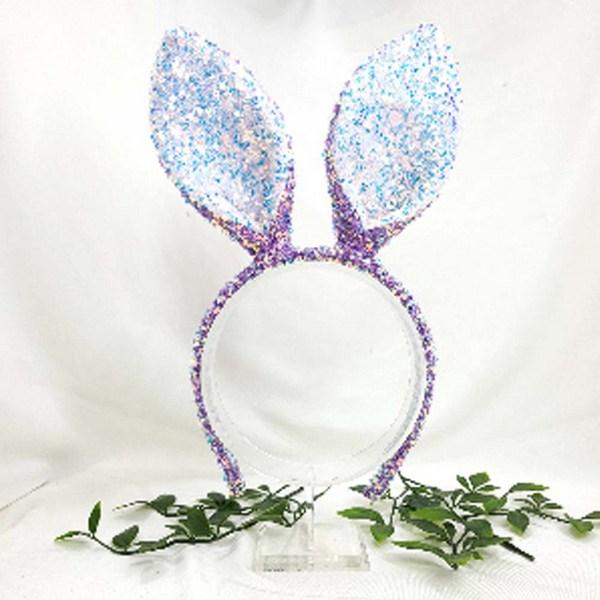 Sequin Rabbit Christmas Party King Bunny Girl Headband Hairband, Purple, 1 Piece