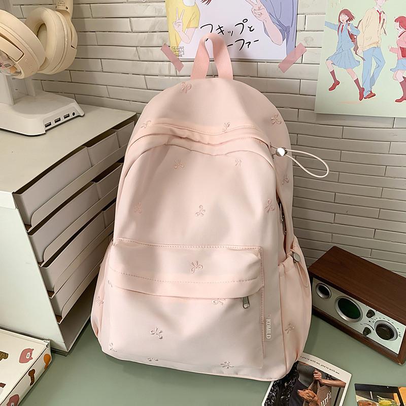 Modern Korea Pastel Butterfly Bow Printed Backpack With Nylon Material For School And Daily Use