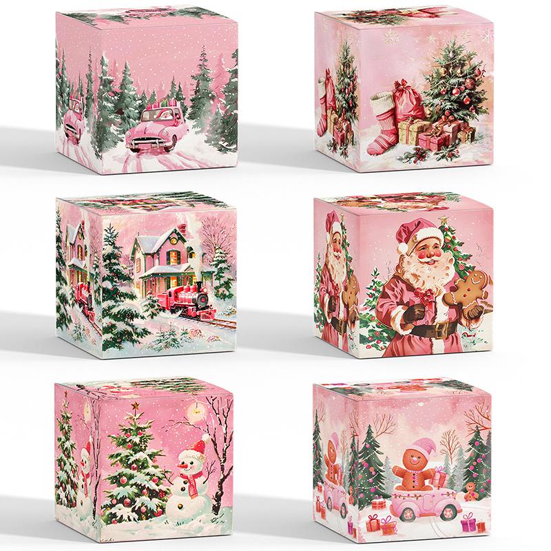 6 шт. Рождественские подарочные коробки со снеговиком и Санта-Клаусом, упаковочные коробки для шоколадных конфет для украшения вечеринки на Рождество