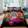 Yellow Sugar Skull Print Home Bedding Sets Duvet Cover Pillowcase Microfiber King Queen Double Twin Polyester Comforter Cover