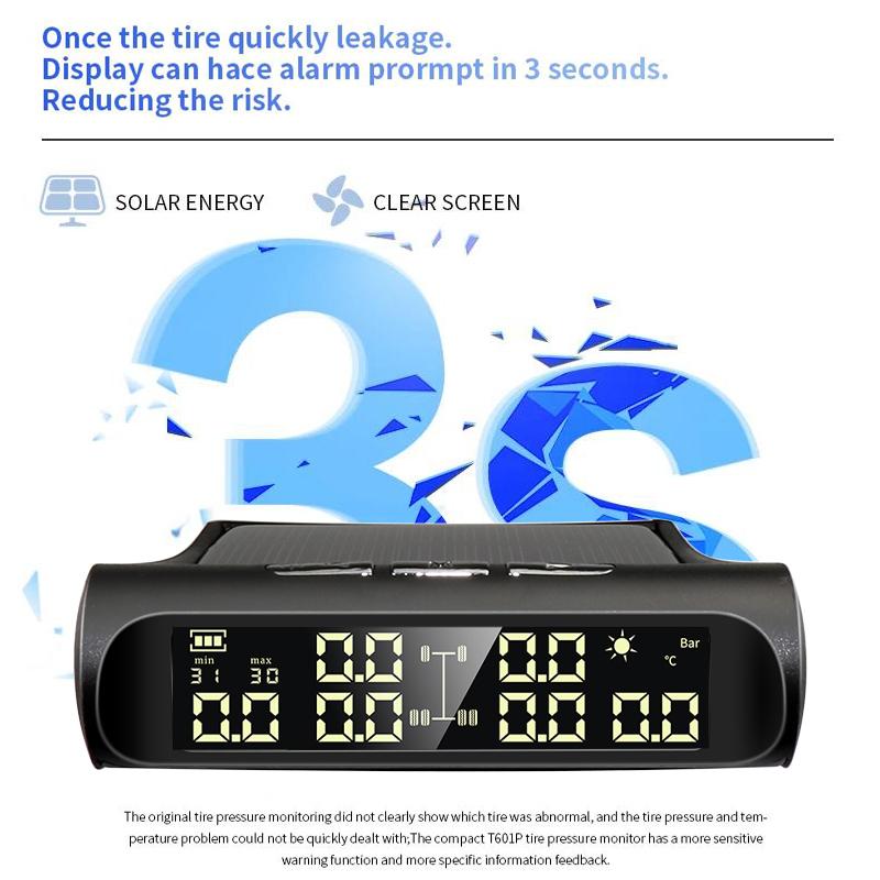 ACCEO Solar TPMS Car Tire Pressure Alarm Monitor System Intelligent Tyre Pressure Temperature Warning with 4/6 sensors MAX 8 BAR