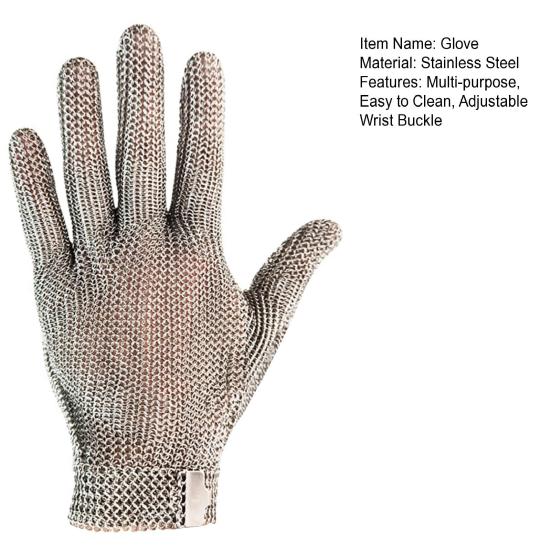 Yousheng Cut Resistant Glove Stainless Steel Mesh Metal Glove Adjustable Wrist Buckle Gloves Multi-Purpose Butcher Glove for Kitchen Cooking
