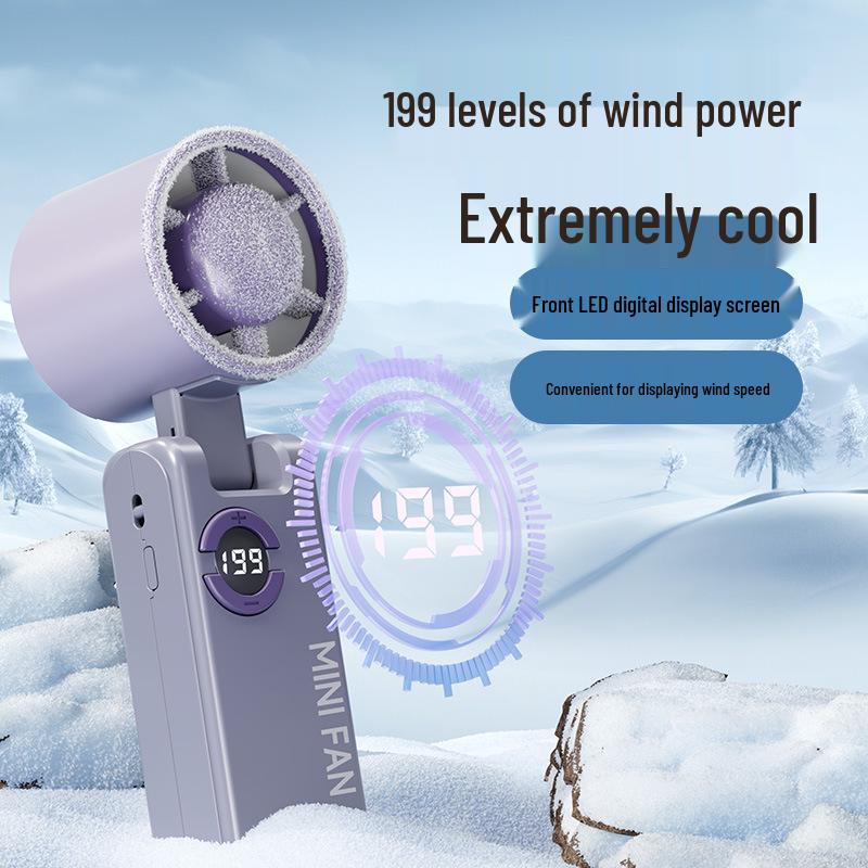 Rechargeable Mini Handheld Folding Fan with Ice Pack and Semiconductor Cooling