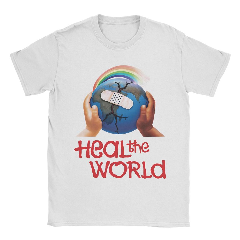 Unisex Unisexs Heal The World T Shirts Mj 100 Cotton Clothes Novelty Short Sleeve Crewneck Tees Big Size Tshirts