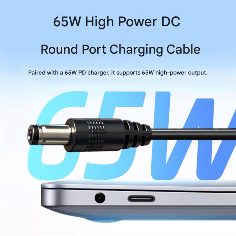 Круглый силовой кабель 5,5x2,5 мм с входом USB C, центрально-положительный шнур для совместимого оборудования, длина 1 метр