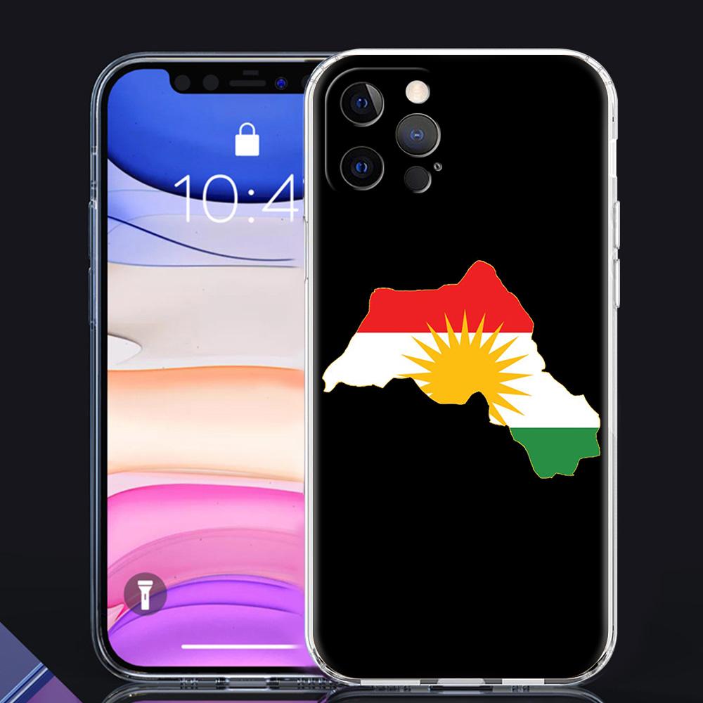 Kurdistan Flag Luxury Phone Case For iPhone 15 16 14 13 Pro 11 12 Max X XR XS 7 8 Plus SE Clear Silicone Cover Fundas Shell