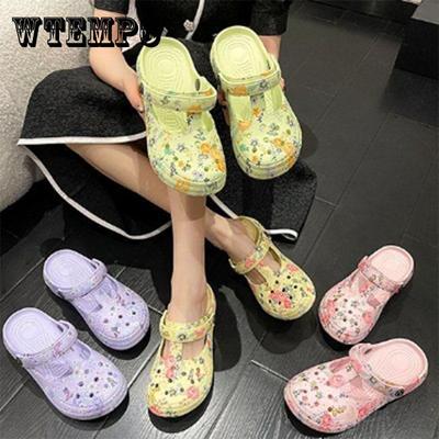 Полая обувь, женские летние полые Baotou Drag, домашние нескользящие дышащие модные пляжные женские сандалии с мягкой подошвой и тапочки