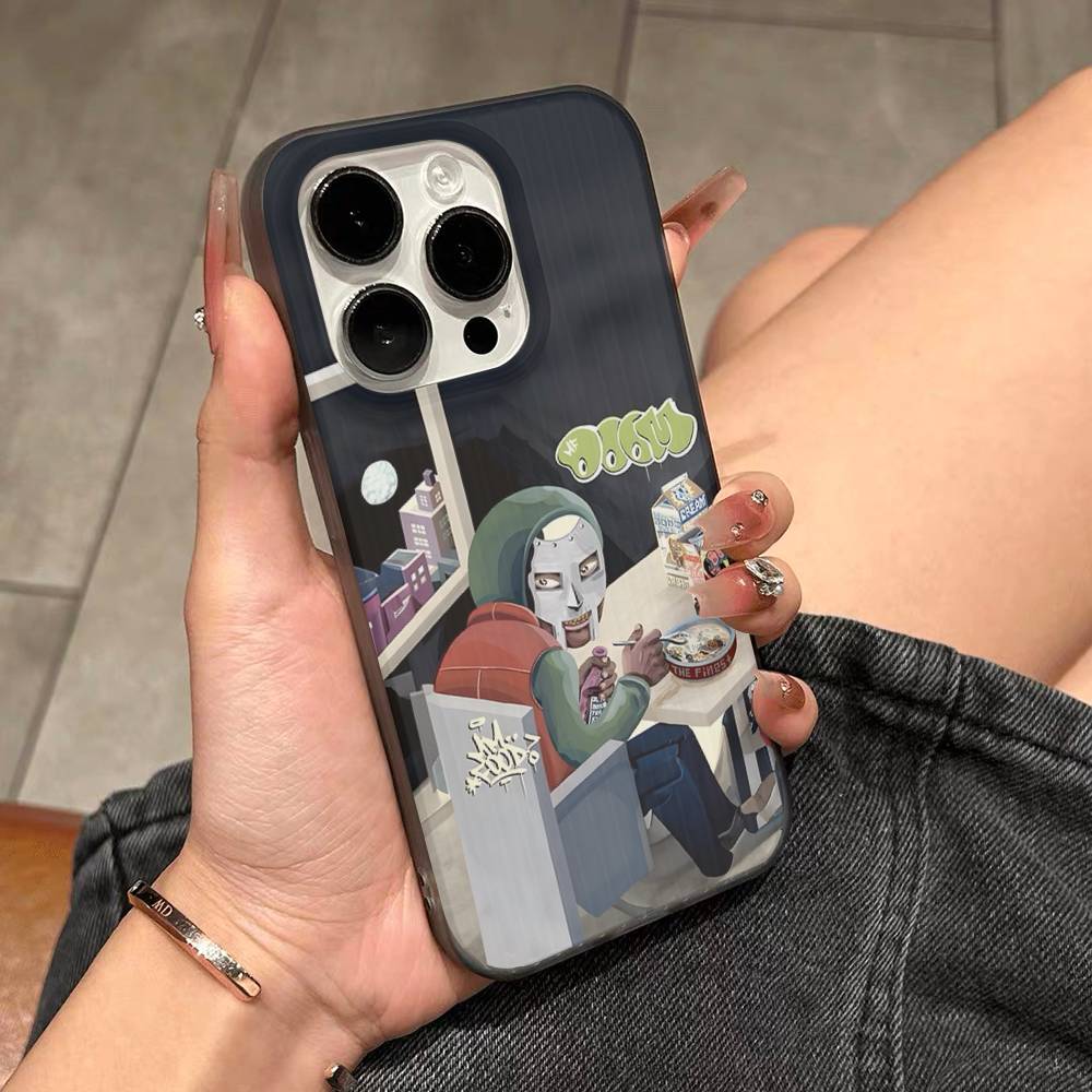 M-MF Rapper D-DOOM Phone Case For IPhone 17 16 15 14 13 12 11 Corrugated Frosted Soft Cover Anti-Slip