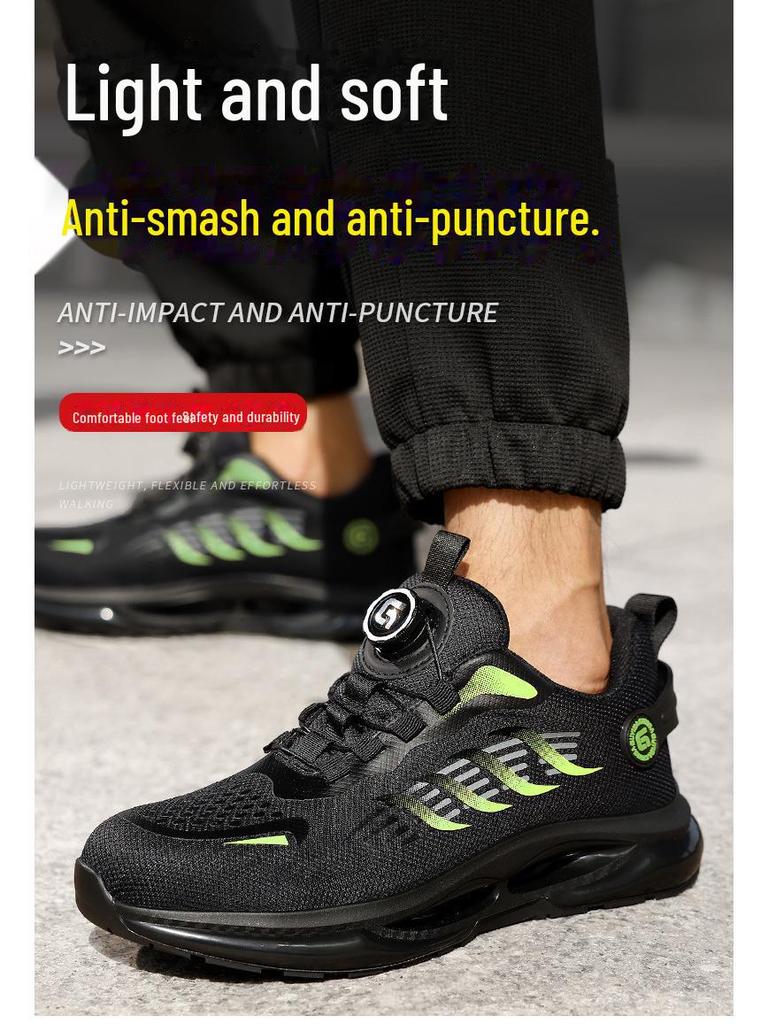 Мужские легкие защитные ботинки со стальным носком — защита от ударов и проколов, вращающаяся пряжка для осенне-зимних строительных работ