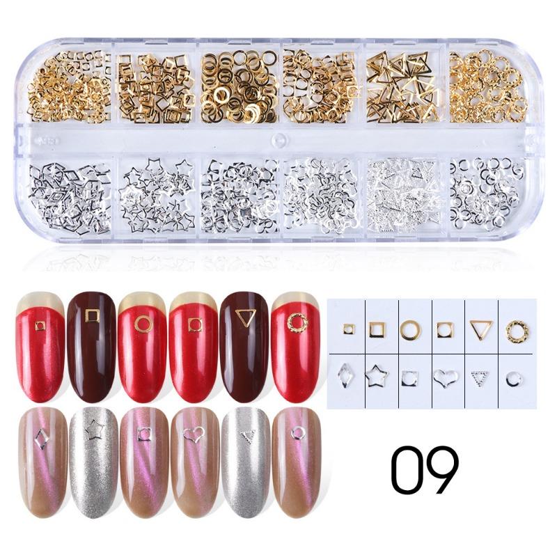 New Manicure Jewelry Rivet Manicure European and American Metal Patch Gold Feather Hollow Steel Ball Diamond Nail Jewelry