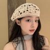 Japanese Style Flower Hat Breathable Crochet Knitted Cap Elegant Hollowed Out Beret  Gift