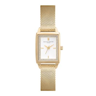 Авторизованный дилер Olivia Burton Watch ob24000016 Townhouse 21 мм Прямоугольные часы из белого золота с сеткой [OLIVIA BURTON] Женские и