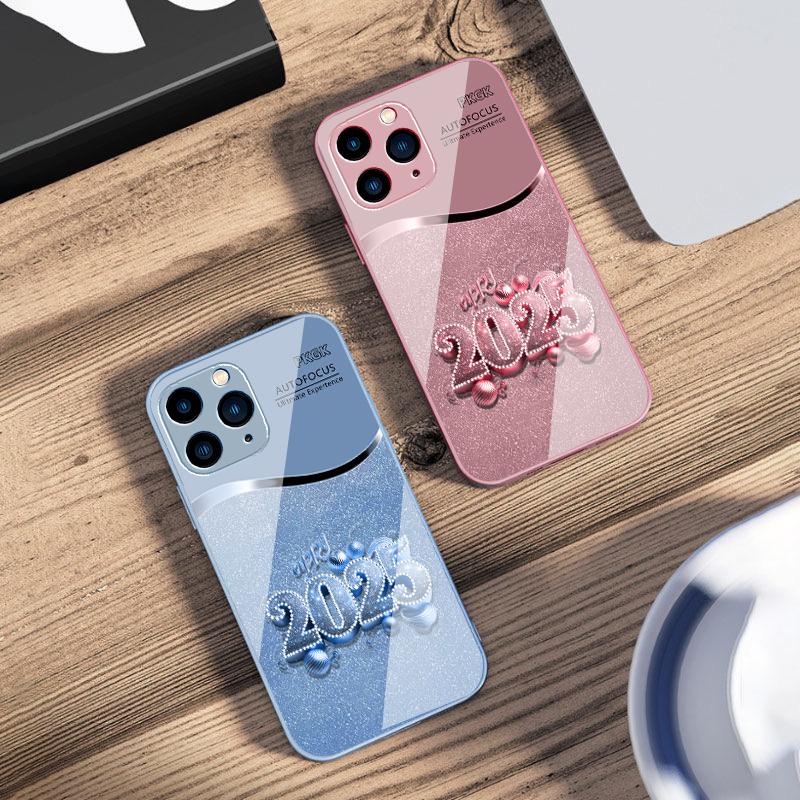 Красочный Новый год 2025 Для IPhone 16 Pro Max 15 Pro 14 13 12 Mini 11 XS Max XR 7 8 Plus SE 2022 Чехол для телефона из закаленного стекла