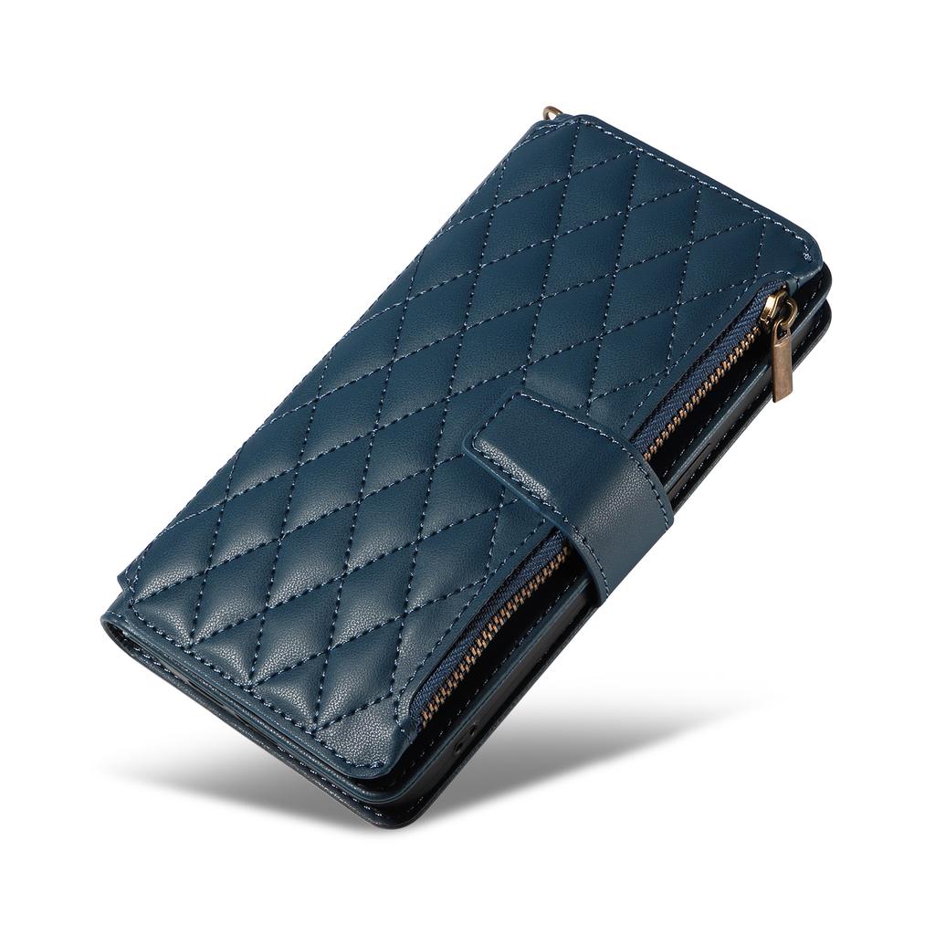 For iPhone 14 Pro Max Leather Case with Card Holder,RFID Blocking Wallet Phone Cover Rhombus Pattern