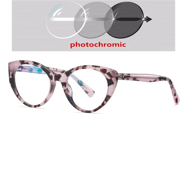 Листовая оправа, блокирующие синий свет, кошачий глаз, очки по рецепту, женские студенческие фотохромные очки для близорукости, 0 -0,5 -0,75 до -6,0