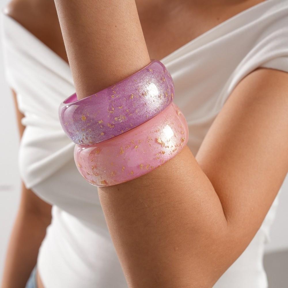Circle Geometric Aurora Dopamine Bangle Smudging Retro Hand Ring Fashion Women Wide Bracelet Girls