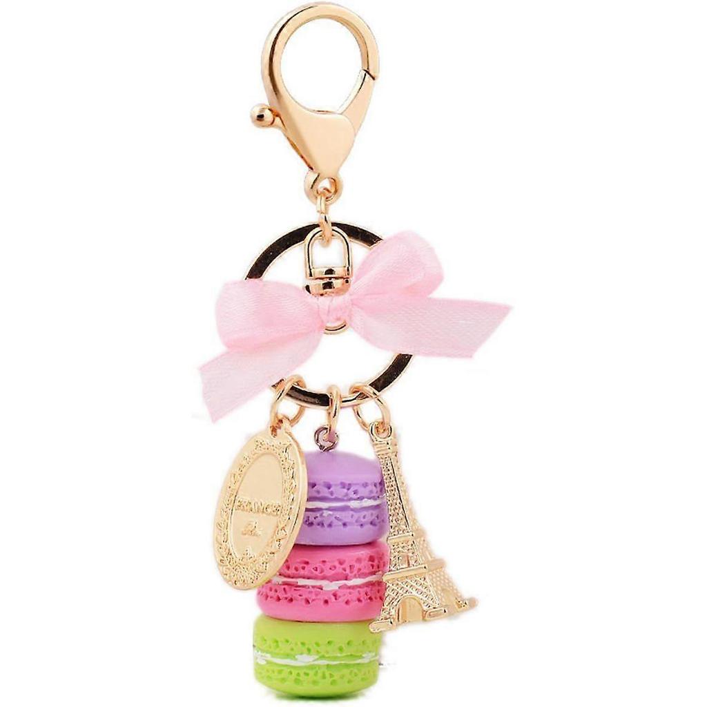Macaron Cake Eiffel Tower Keychain Bowknot Car Keyring Bag Purse Pendant