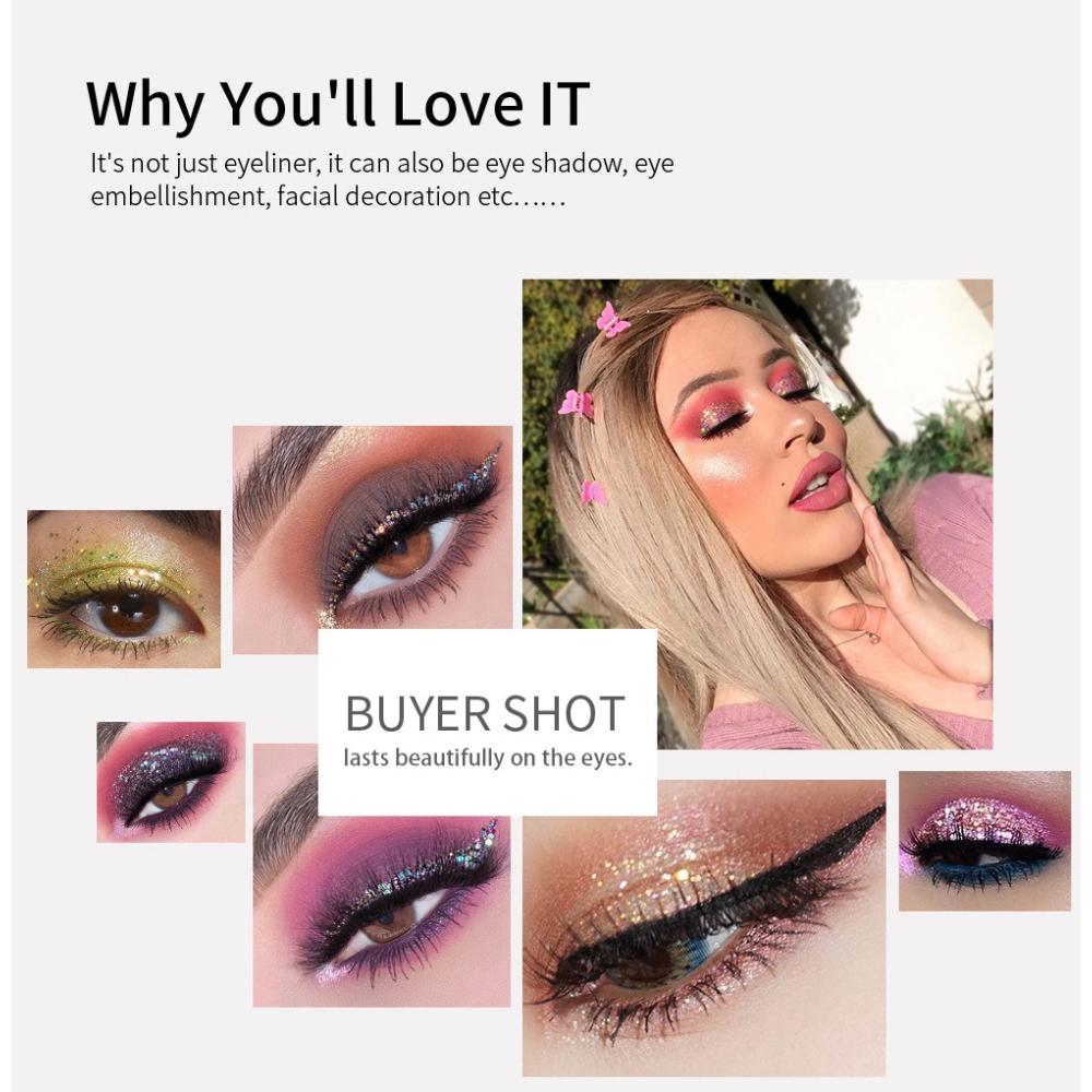 HANDAIYAN 12 Colors Crystal Diamond Liquid Glitter Eyeliner Set Shimmer Metallic Colorful Eye Shadow Makeup Kit Long-Lasting Stage Party Cosmetics