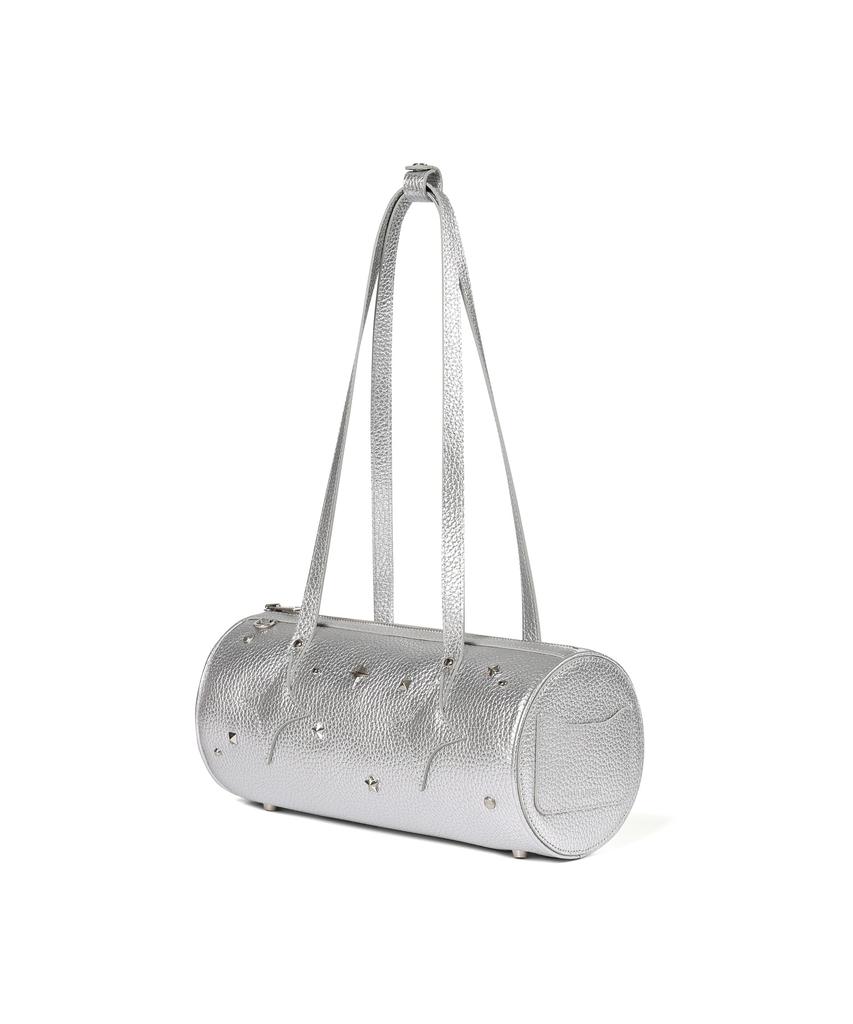 For Appeal Western Studded Leather Shoulder Bag Silver