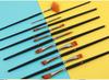 12-Piece Mixed Style Black Handle Brush Set: Short, Nylon Bristle Brushes for Watercolor, Gouache & Oil Painting