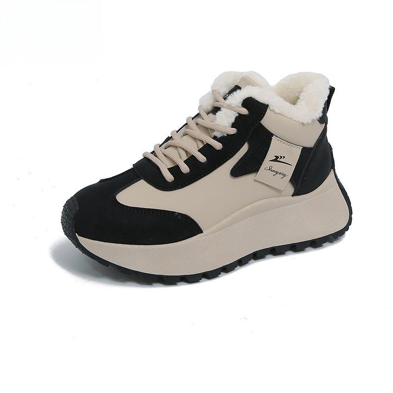 2025 Женские Зимние Хлопковые Ботинки Популярная Горячая Распродажа Женские Короткие Плюшевые Повседневные Вулканизированные Ботинки Уличные Кроссовки на Толстой Подошве De Mujer