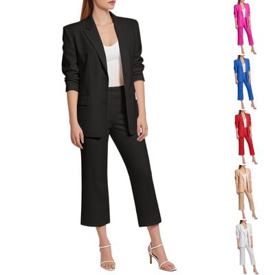 Модный женский повседневный тонкий костюм пиджак и брюки костюм-двойка