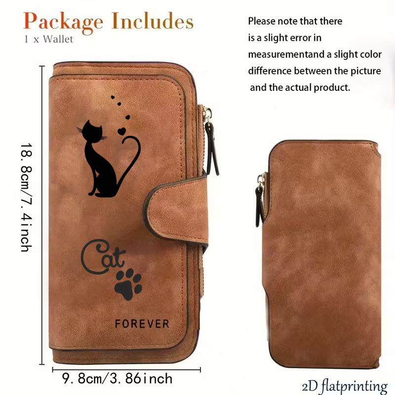 Women's Long Wallet with Black Cat Pattern 1PC Multi-functional Portable Snap Closure Coin Purse Ideal for Cat Lovers Birthday Gift Daily Commute